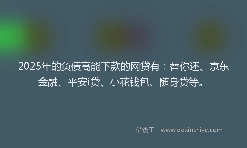 2025年的负债高能下款的网贷有：替你还、京东金融、平安i贷、小花钱包、随身贷等。