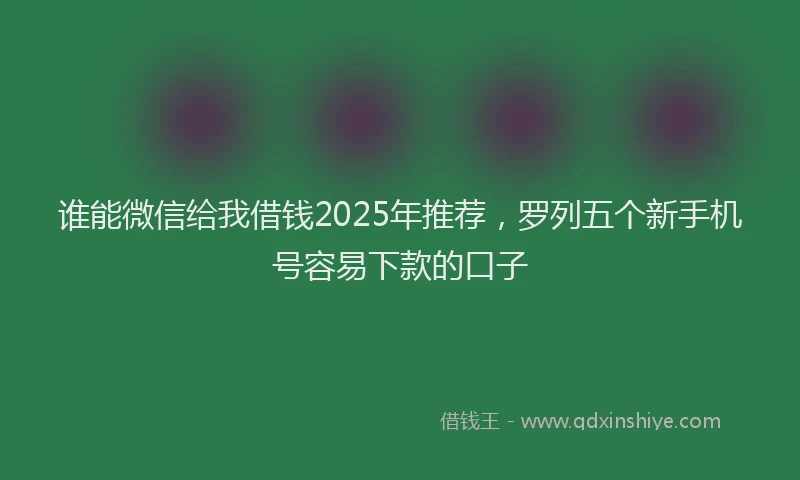 谁能微信给我借钱2025年推荐，罗列五个新手机号容易下款的口子