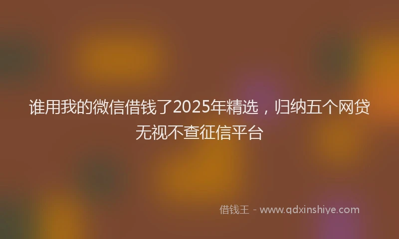 谁用我的微信借钱了2025年精选，归纳五个网贷无视不查征信平台