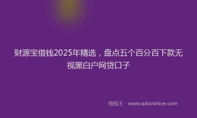 财源宝借钱2025年精选，盘点五个百分百下款无视黑白户网贷口子