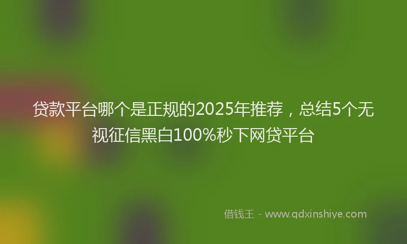 贷款平台哪个是正规的2025年推荐，总结5个无视征信黑白100%秒下网贷平台