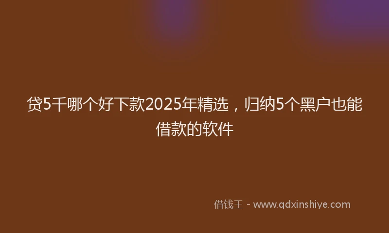 贷5千哪个好下款2025年精选，归纳5个黑户也能借款的软件