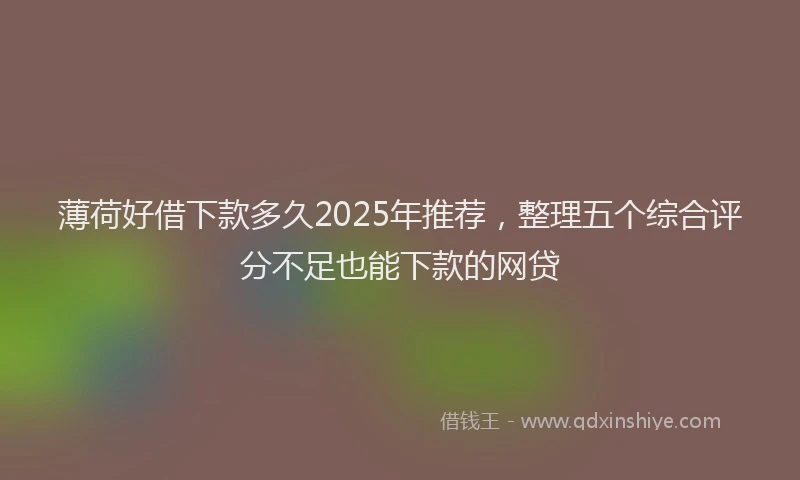 薄荷好借下款多久2025年推荐，整理五个综合评分不足也能下款的网贷