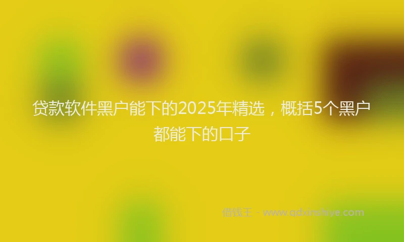贷款软件黑户能下的2025年精选，概括5个黑户都能下的口子