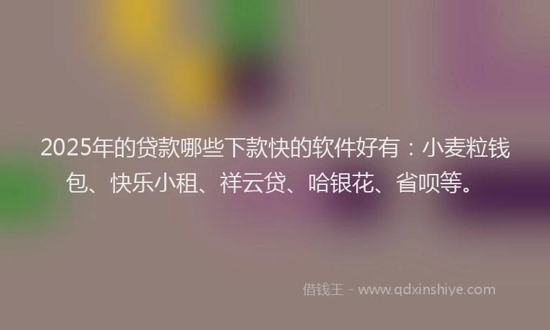 2025年的贷款哪些下款快的软件好有：小麦粒钱包、快乐小租、祥云贷、哈银花、省呗等。