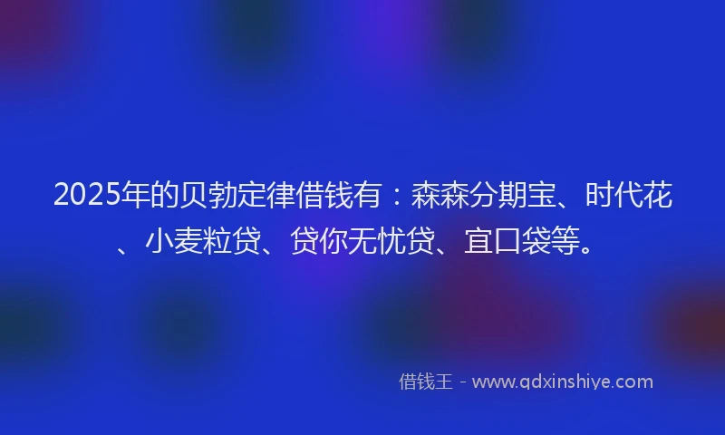 2025年的贝勃定律借钱有：森森分期宝、时代花、小麦粒贷、贷你无忧贷、宜口袋等。