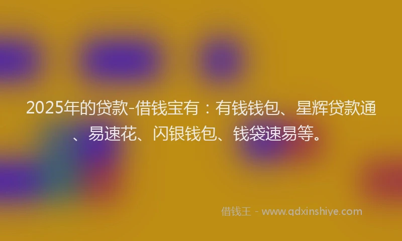 2025年的贷款-借钱宝有：有钱钱包、星辉贷款通、易速花、闪银钱包、钱袋速易等。