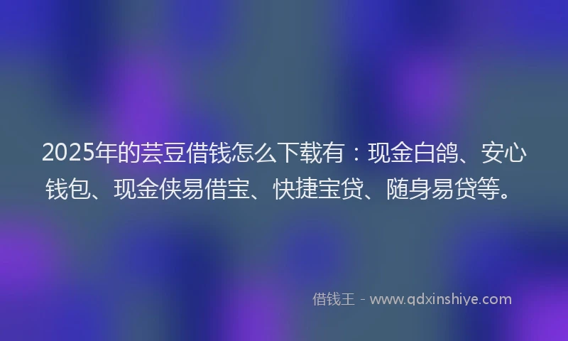 2025年的芸豆借钱怎么下载有：现金白鸽、安心钱包、现金侠易借宝、快捷宝贷、随身易贷等。