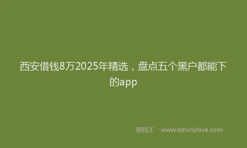 西安借钱8万2025年精选，盘点五个黑户都能下的app