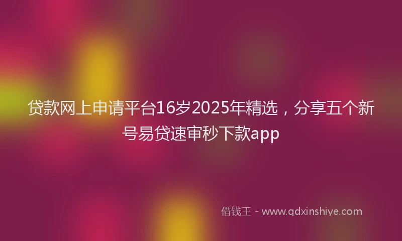 贷款网上申请平台16岁2025年精选，分享五个新号易贷速审秒下款app