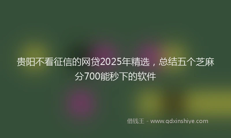 贵阳不看征信的网贷2025年精选，总结五个芝麻分700能秒下的软件