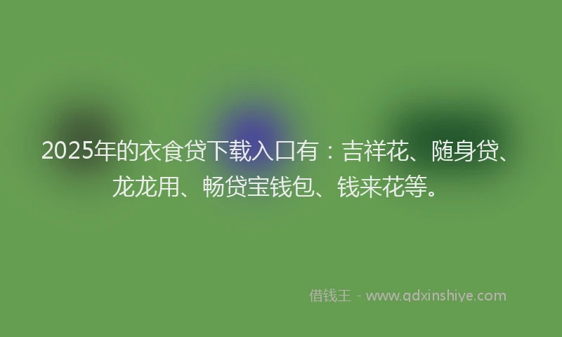 2025年的衣食贷下载入口有：吉祥花、随身贷、龙龙用、畅贷宝钱包、钱来花等。