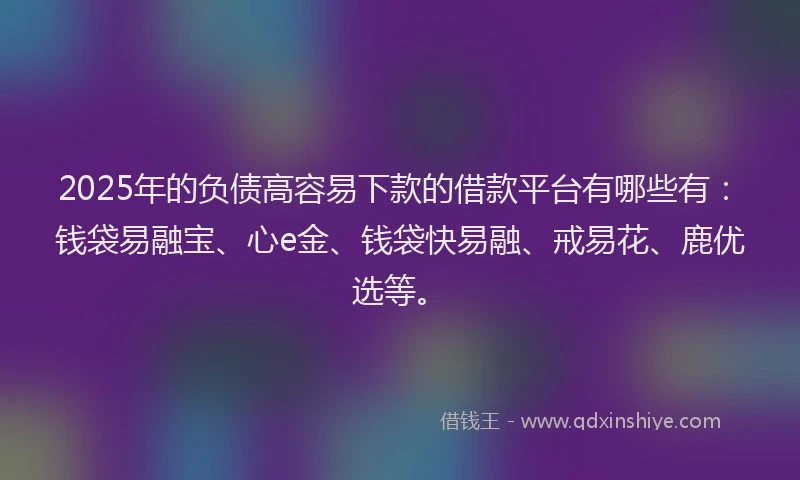 2025年的负债高容易下款的借款平台有哪些有：钱袋易融宝、心e金、钱袋快易融、戒易花、鹿优选等。