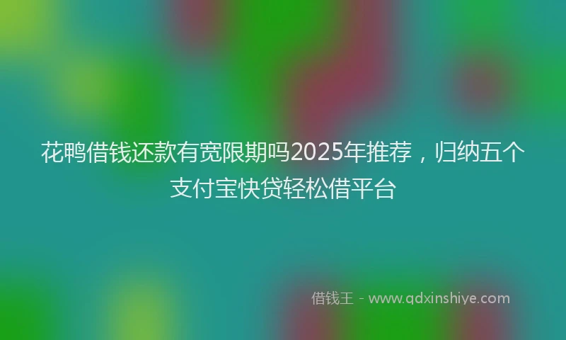 花鸭借钱还款有宽限期吗2025年推荐，归纳五个支付宝快贷轻松借平台