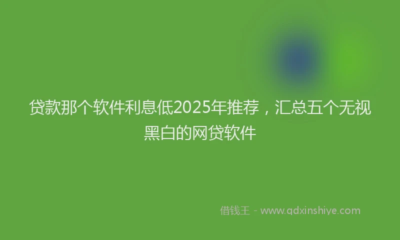 贷款那个软件利息低2025年推荐，汇总五个无视黑白的网贷软件