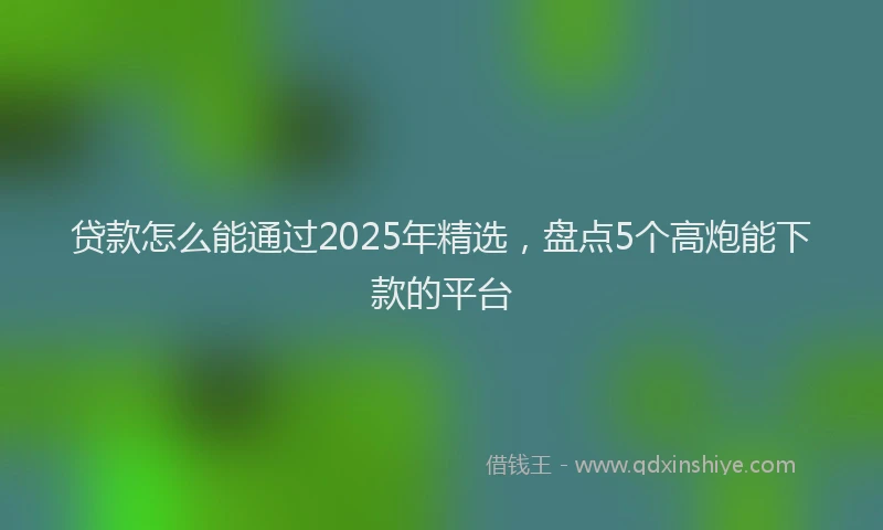 贷款怎么能通过2025年精选，盘点5个高炮能下款的平台