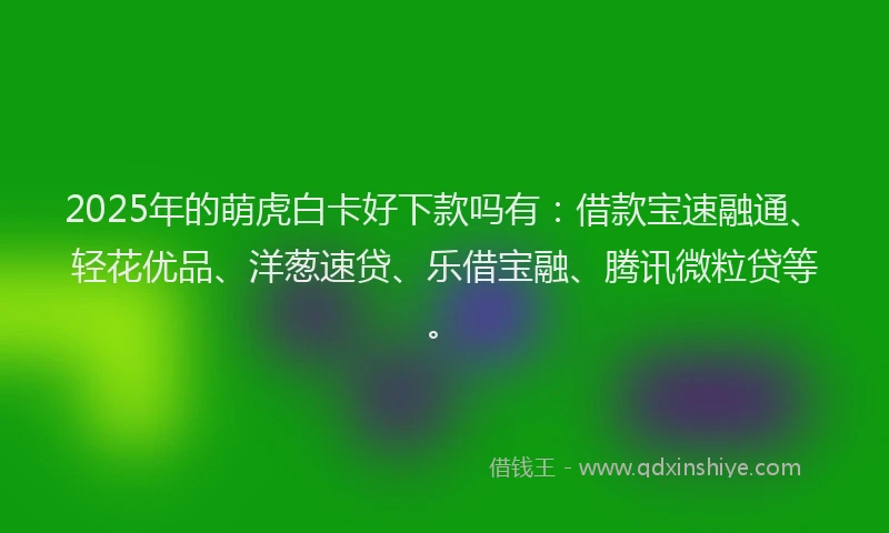 2025年的萌虎白卡好下款吗有：借款宝速融通、轻花优品、洋葱速贷、乐借宝融、腾讯微粒贷等。