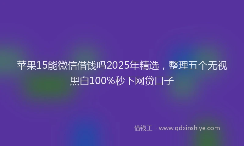 苹果15能微信借钱吗2025年精选，整理五个无视黑白100%秒下网贷口子