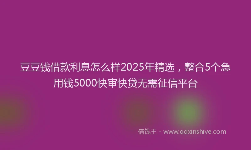 豆豆钱借款利息怎么样2025年精选，整合5个急用钱5000快审快贷无需征信平台