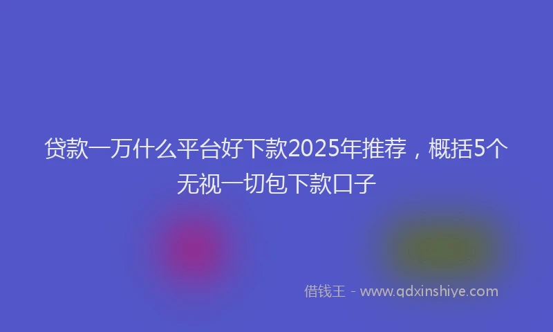 贷款一万什么平台好下款2025年推荐，概括5个无视一切包下款口子