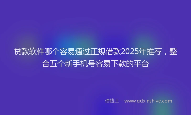 贷款软件哪个容易通过正规借款2025年推荐，整合五个新手机号容易下款的平台