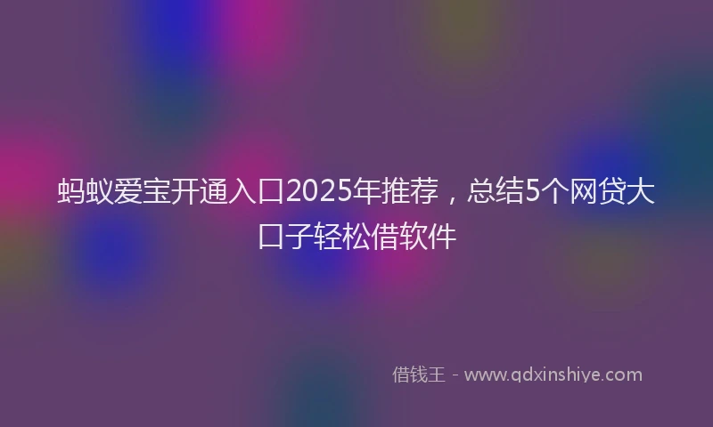 蚂蚁爱宝开通入口2025年推荐，总结5个网贷大口子轻松借软件