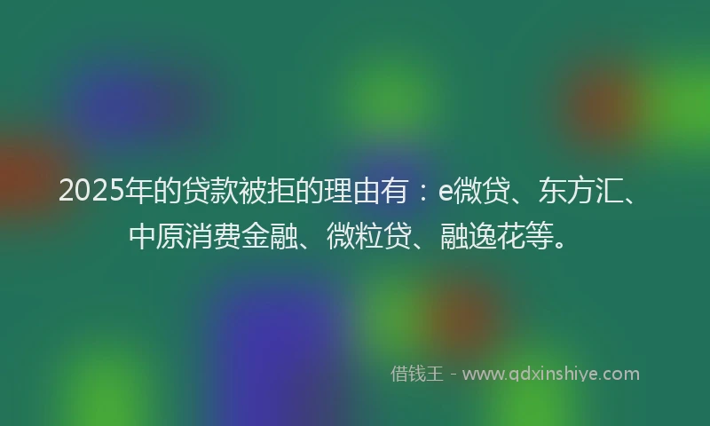 2025年的贷款被拒的理由有：e微贷、东方汇、中原消费金融、微粒贷、融逸花等。