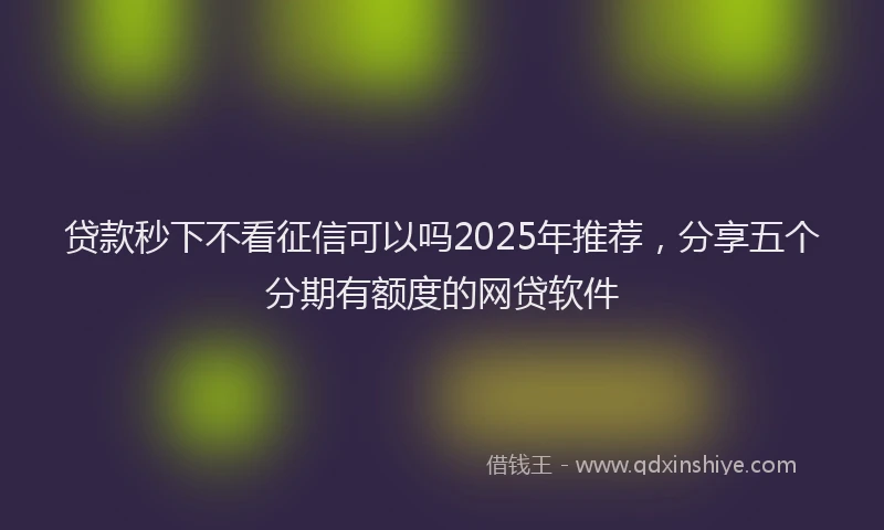 贷款秒下不看征信可以吗2025年推荐，分享五个分期有额度的网贷软件