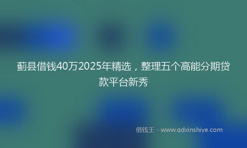蓟县借钱40万2025年精选，整理五个高能分期贷款平台新秀