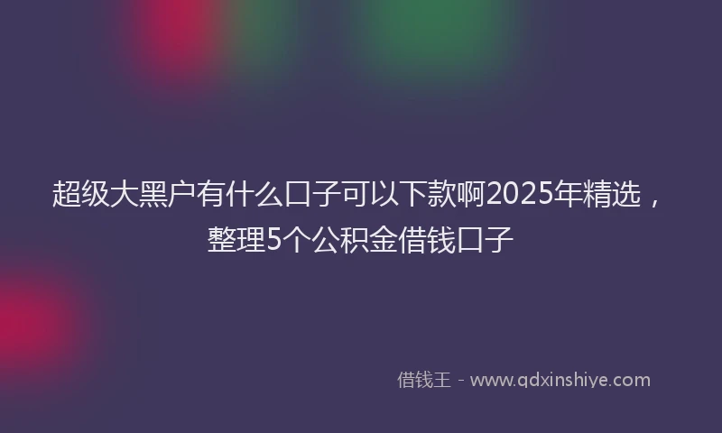 超级大黑户有什么口子可以下款啊2025年精选，整理5个公积金借钱口子