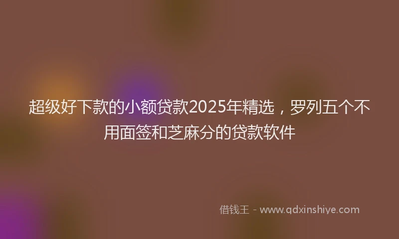 超级好下款的小额贷款2025年精选，罗列五个不用面签和芝麻分的贷款软件
