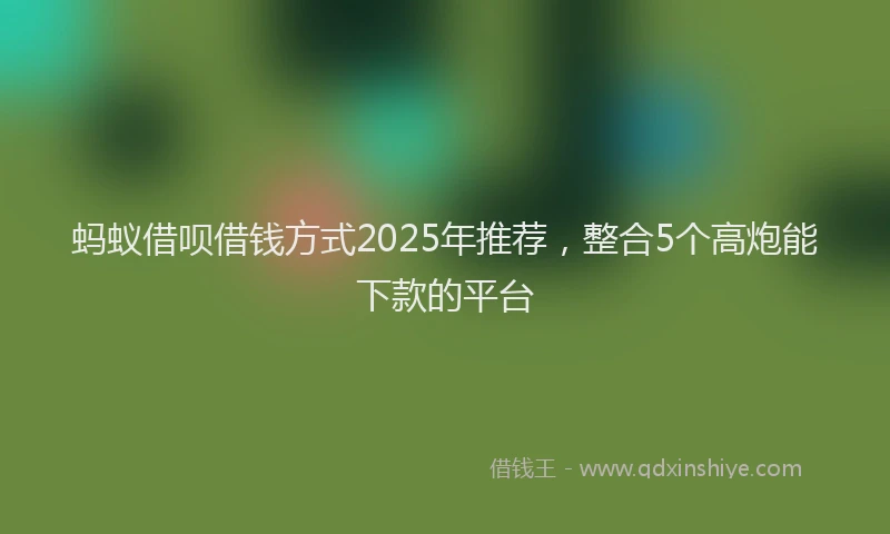 蚂蚁借呗借钱方式2025年推荐，整合5个高炮能下款的平台