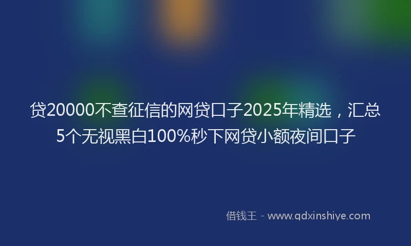 贷20000不查征信的网贷口子2025年精选，汇总5个无视黑白100%秒下网贷小额夜间口子