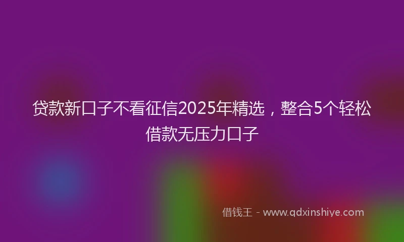 贷款新口子不看征信2025年精选，整合5个轻松借款无压力口子