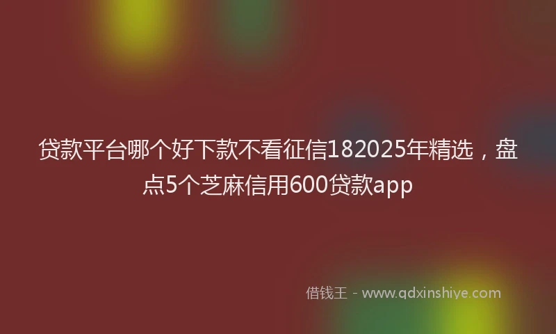 贷款平台哪个好下款不看征信182025年精选，盘点5个芝麻信用600贷款app