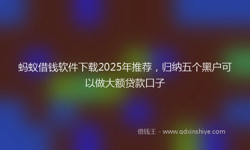 蚂蚁借钱软件下载2025年推荐，归纳五个黑户可以做大额贷款口子