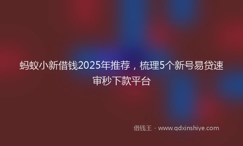 蚂蚁小新借钱2025年推荐，梳理5个新号易贷速审秒下款平台