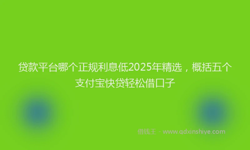 贷款平台哪个正规利息低2025年精选，概括五个支付宝快贷轻松借口子