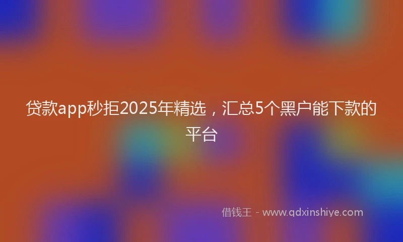 贷款app秒拒2025年精选，汇总5个黑户能下款的平台