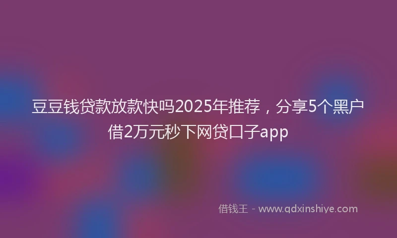 豆豆钱贷款放款快吗2025年推荐，分享5个黑户借2万元秒下网贷口子app
