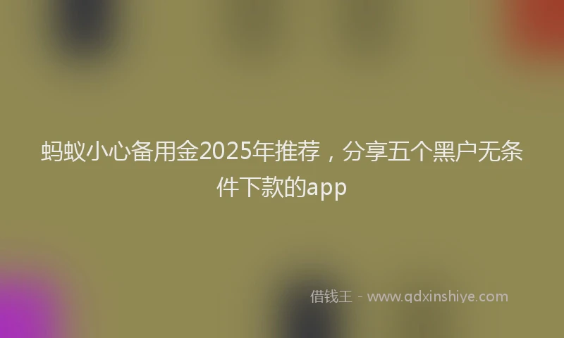 蚂蚁小心备用金2025年推荐，分享五个黑户无条件下款的app