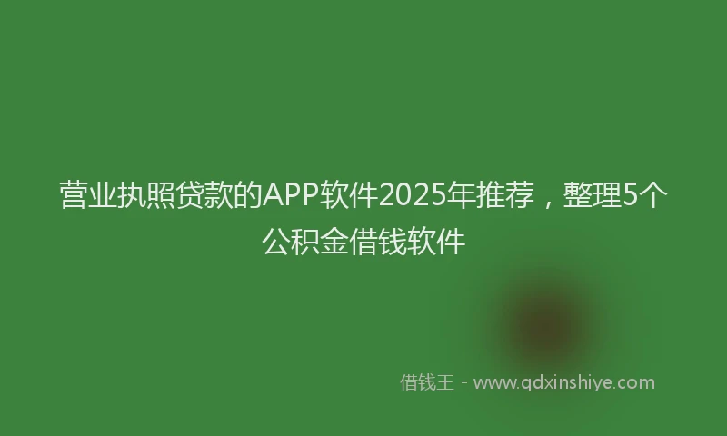 营业执照贷款的APP软件2025年推荐，整理5个公积金借钱软件