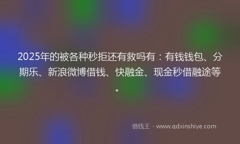 2025年的被各种秒拒还有救吗有：有钱钱包、分期乐、新浪微博借钱、快融金、现金秒借融途等。