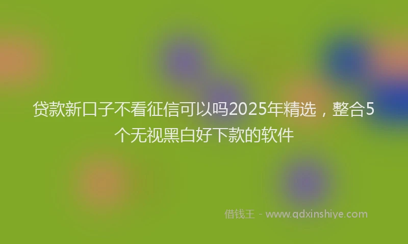 贷款新口子不看征信可以吗2025年精选，整合5个无视黑白好下款的软件