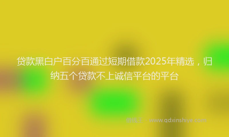 贷款黑白户百分百通过短期借款2025年精选，归纳五个贷款不上诚信平台的平台