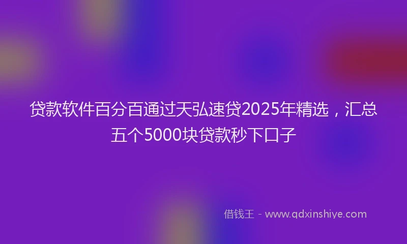 贷款软件百分百通过天弘速贷2025年精选，汇总五个5000块贷款秒下口子