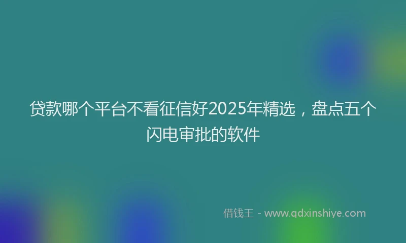 贷款哪个平台不看征信好2025年精选，盘点五个闪电审批的软件