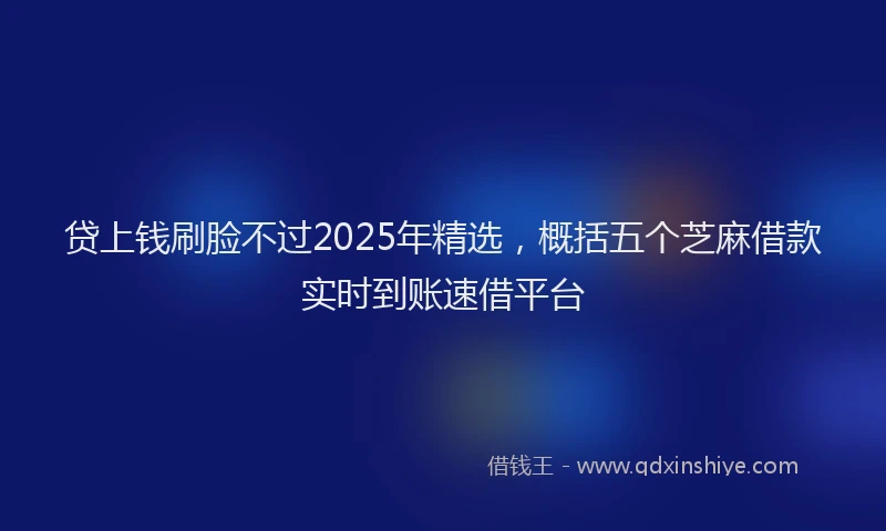 贷上钱刷脸不过2025年精选，概括五个芝麻借款实时到账速借平台