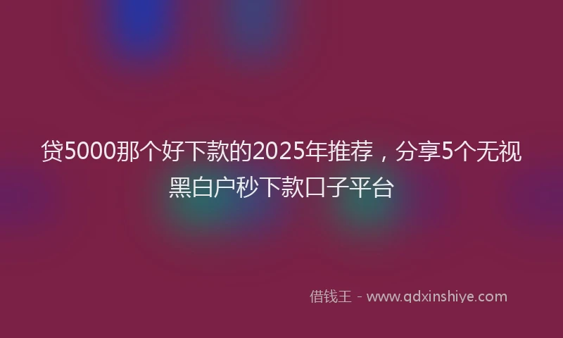 贷5000那个好下款的2025年推荐，分享5个无视黑白户秒下款口子平台