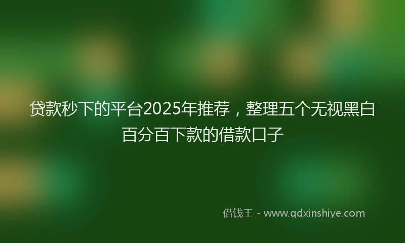贷款秒下的平台2025年推荐，整理五个无视黑白百分百下款的借款口子